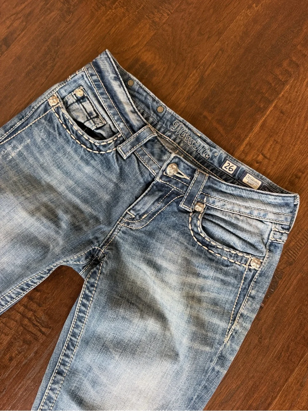 Miss Me Light Blue Embroidered Back Pocket Bootcut Jeans